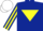 Silk - Dark blue, yellow inverted triangle, striped sleeves, white cap