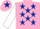 Silk - Pink, dark blue stars, white sleeves, pink cap, dark blue star
