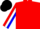 Silk - Red, blue sleeves, white stripe