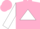 Silk - Pink, multi-colored tss in white triangle, multi-colored triangles on white sleeves