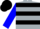 Silk - Silver and black diagonal hoops, blue sleeves, black cap