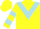 Silk - Yellow, powder blue triangular panel , powder blue bars on sleeves