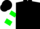 Silk - Black, green and white emblem, green bars on sleeves