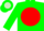Silk - Green, light green 'm' on red ball
