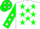 Silk - White, hunter green stars, green sleeves, white stars