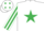 Silk - White, emerald green star, striped sleeves, white cap, emerald green diamonds