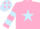 Silk - Pink, light blue star, hooped sleeves, light blue cap, pink stars