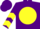 Silk - Purple, purple m on yellow ball, yellow chevrons on sleeves, purple cap