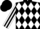 Silk - Black and white diamonds, white and black striped sleeves, black cap