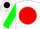 Silk - White, black circled red ball, green sleeves