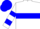 Silk - White, blue hoop and '$', blue bars on sleeves, blue cap