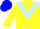 Silk - Yellow, light blue triangular panel, blue band on sleeves, blue cap
