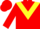 Silk - Red body, yellow chevron, red arms, red cap, yellow striped