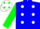 Silk - Blue body, white spots, green arms, white cap, green spots