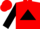 Silk - Red, red and black emblem in black triangle, black sleeves