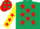 Silk - Dark Green, Red stars, Yellow sleeves, Red stars