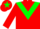 Silk - Red, green triangular panel, red cap, green star