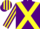 Silk - Purple, yellow cross sashes, striped sleeves, yellow & purple striped cap