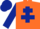 Silk - Orange, dark blue cross of lorraine & sleeves, dark blue cap