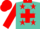 Silk - Turquoise, red collar and cross, red stars and cuffs on sleeves, red cap