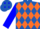 Silk - Royal blue and orange diamonds, blue sleeves, orange diamond hoop