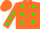 Silk - Orange, kelly green dots