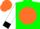 Silk - Green, white and orange thirds, black 'jrs' in green, white and orange ball, black cuffs on white sleeves, orange cap