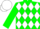 Silk - Green, white diamonds, white diamond band on sleeves, white cap