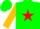Silk - Green, red star, red star and hoops on gold sleeves, green cap