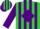 Silk - Lime green, purple diamond ' w ' inside purple stripes on sleeves