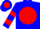 Silk - Blue, blue 'c' on red ball, red bars on sleeves