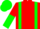Silk - Red, green braces and 'ris', red and green halved sleeves, red and green cap