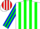 Silk - White, red, blue and green stripes