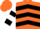 Silk - Orange, turquoise, white and black chevrons, white and black bars on sleeves