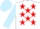 Silk - White, red stars, light blue sleeves and cap