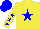 Silk - Yellow body, blue star, yellow arms, blue stars, blue cap