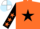 Silk - Orange, black star, black sleeves, orange stars, white and light blue quartered cap