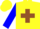 Silk - Yellow, blue 'cw' on brown cross, blue sleeves