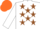 Silk - White, brown stars, white sleeves, orange cap