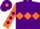 Silk - Purple body, orange triple diamond, orange arms, purple diamonds, purple cap, orange diamond