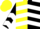 Silk - Yellow and black halves, white chevrons, yellow and black half sleeves with white chevrons, yellow cap