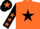 Silk - Orange, Black star, Black sleeves, Orange stars, Black cap, Orange star