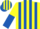 Silk - Yellow and royal blue stripes, halved sleeves