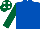 Silk - Royal blue, dark green sleeves, dark green cap, white spots