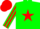 Silk - Green, red star, white sleeves with red stripes, red cap