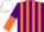 Silk - Purple and orange stripes, halved sleeves, white cap