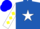 Silk - Royal blue, white star of david, white sleeves, yellow diamonds, blue cap
