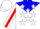 Silk - White, white stars on blue yoke, red stripe on sleeves, white cap