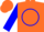 Silk - Orange, orange 'v' in blue circle, blue sleeves with orange band, orange cap