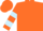 Silk - Fluorescent orange, light blue lightning bolt, light blue bars on sleeves